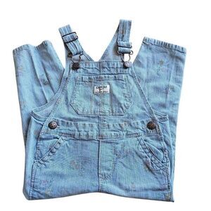 Vintage Oshkosh overalls striped floral denim kids Sz 2T